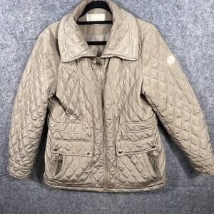 Michael Kors Womens Quilted Puffer Jacket Beige LG